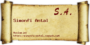 Simonfi Antal névjegykártya